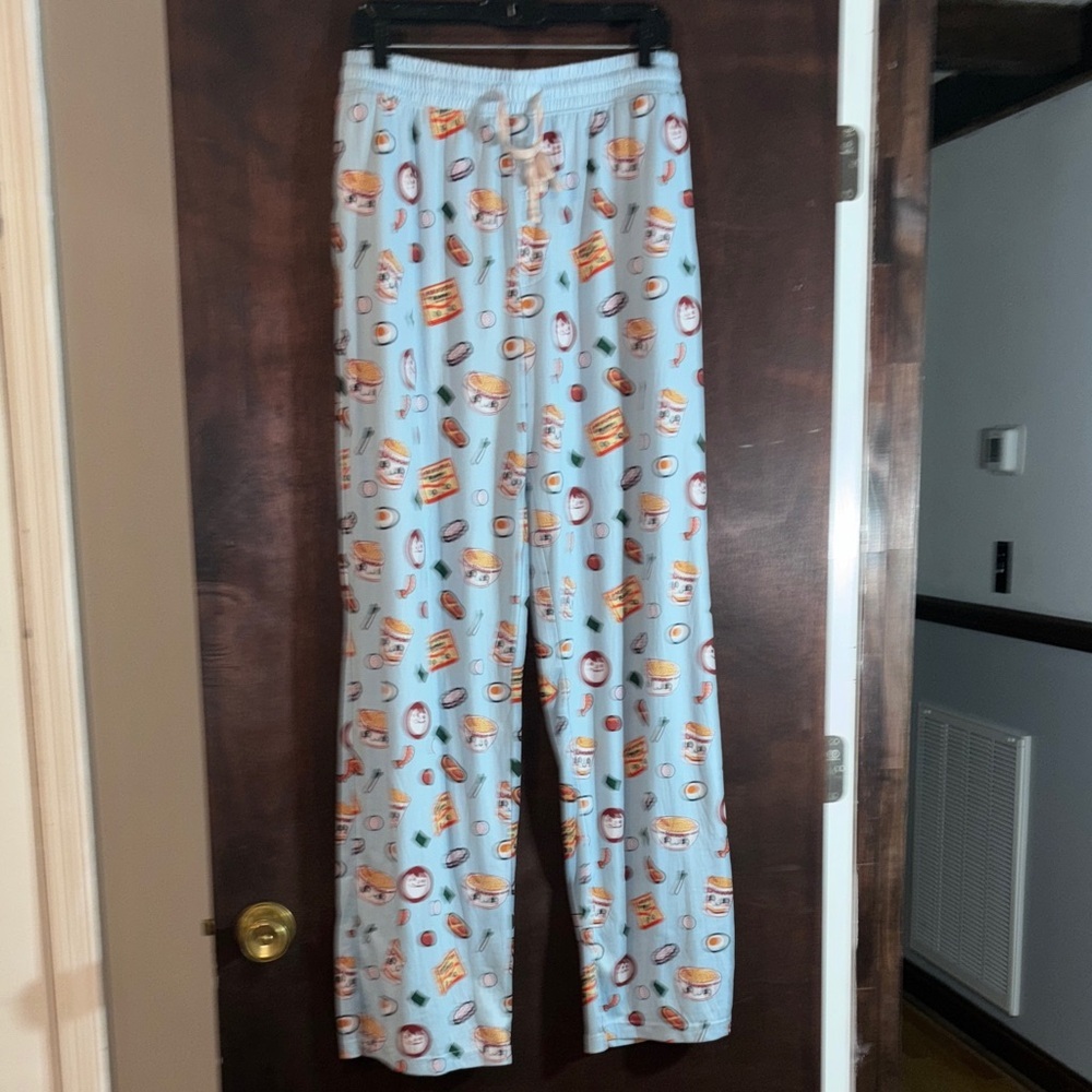 Men's Light Blue Manuchan Ramen Print Pajama Pants
